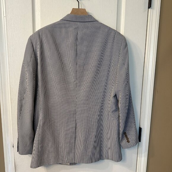 Chaps | 42R Navy Blue & White Gingham 2 Button Sport Coat Blazer Suit Summer - Picture 6 of 12